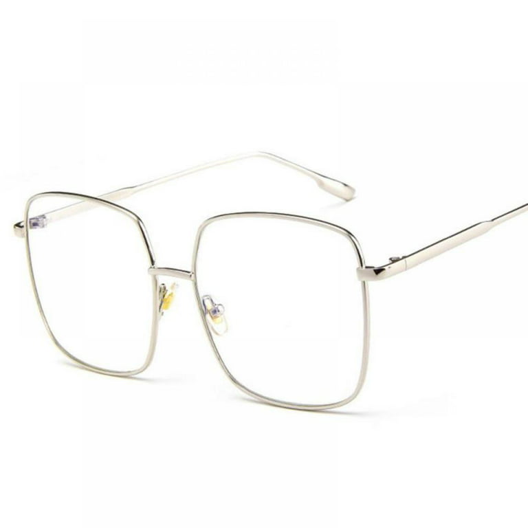 Jolly Classic Metal Square Frame Glasses, Clear Oversized Lens Retro  Glasses, for Women Men