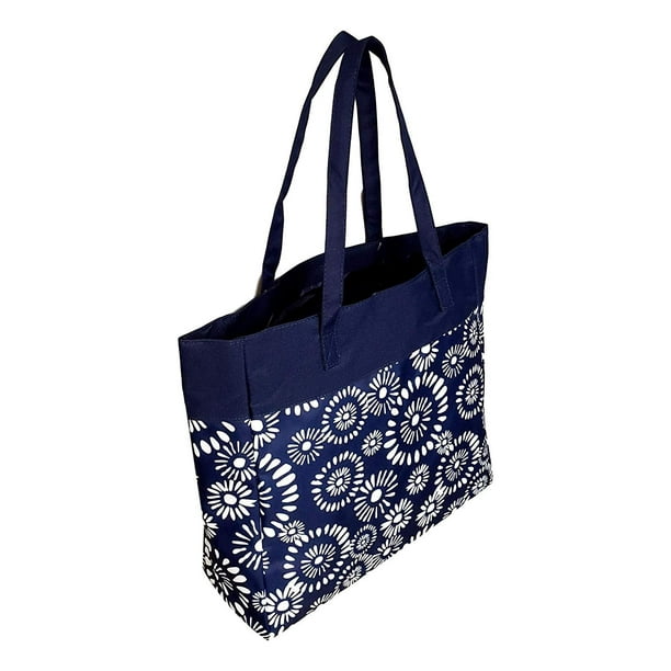 small navy tote bag