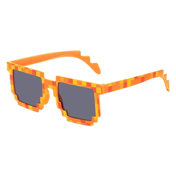 Pixel Sunglasses Color Miner Pixel Glasses for Kids Funny Pixelated Party Sunlasses Orange