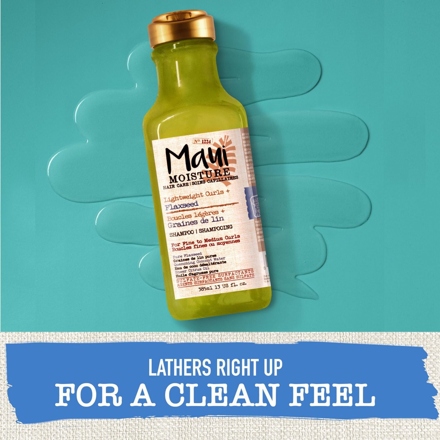 Maui Moisture Shampooing Boucles légères + Graines de lin, sans parabènes ni silicone 385 ml