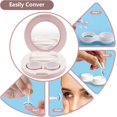 thumbnail image 4 of 2 Pack Travel Contact Lens Case Kit, Portable Eye Contact Case with Mirror, Remover Tool, Tweezers & Solution Bottle, Lens Holder Box Container Storage for Outdoor Daily (Pink), 4 of 7
