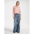 thumbnail image 4 of Women High Neck Sweater Chunky Long Sleeve Knitted High Low Hem Trendy Fall Winter Jumper Blouse Pink M, 4 of 10