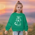 thumbnail image 2 of AJTQTH Cute Cat with Flower Print Long Sleeve Graphic T-Shirts for Kids Boys Girls Casual Round Neck Pullover Tops Loose Lightweight Soft Cotton Tees Shirt Green 9-10 Years, 2 of 4