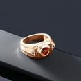 thumbnail image 5 of Gem Stone King 1.63 Ct Round Red Garnet Black Diamond 18K Rose Gold Plated Silver Men's Ring, 5 of 5