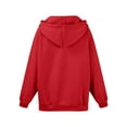 thumbnail image 5 of Dwellite Zip Up Hoodies Women 2025 Fall Winter Oversized Sweatshirs Casual Drawstring Pullover Tops Y2k Clothes Long Sleeve Jackets Red 3XL, 5 of 5