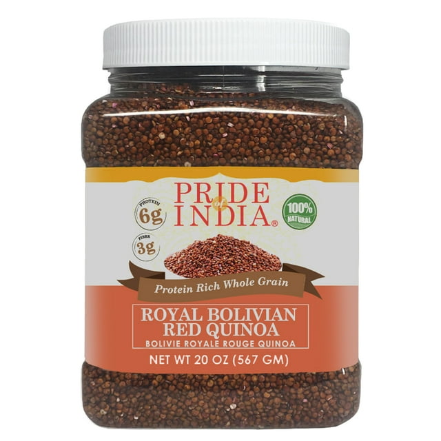 Pride Of India - Quinoa Royale Rouge Naturelle - 100 % Bolivienne de Qualité Supérieure, Riche en Protéines, Grains Entiers, Pot de 1,25 Livre (20 Oz)