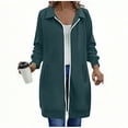 thumbnail image 4 of qucoqpe Women's 2025 Winter Fashion Oversized Sweatshirts Coats Solid Lapel Long Sleeve Outwear Full Zip Up Long Hoodies Tops with Pockets, 4 of 5