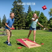 Realplay Cornhole Board Set – Wooden Corn Hole Game with 2 Boards & 8 Bean Bags, Portable Bean Bag Toss Outdoor Games for Adults and Family