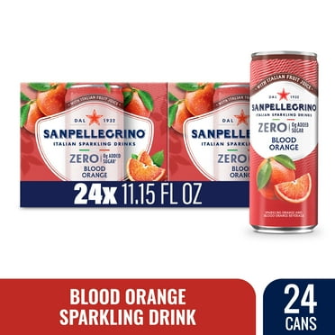 Sanpellegrino Italian Sparkling Drink, Zero Sugar, Aranciata Rossa, Orange & Blood Orange, 24 Cans