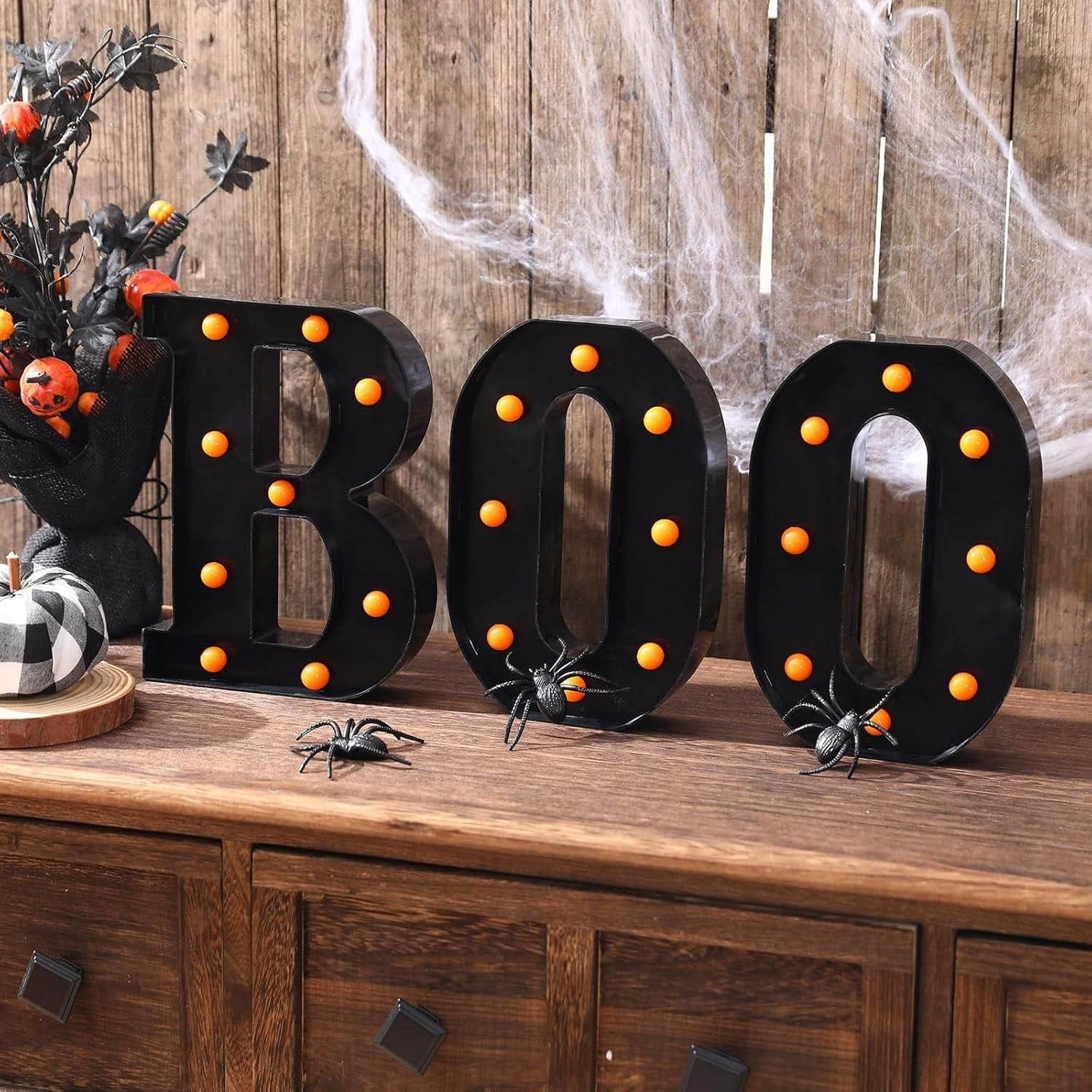 Letras iluminadas con LED Boo para Halloween, marquesina, letras ...