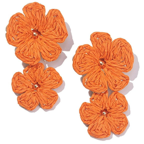 Beautiful multi-layer flower earrings handmade Lafite grass ear accessories