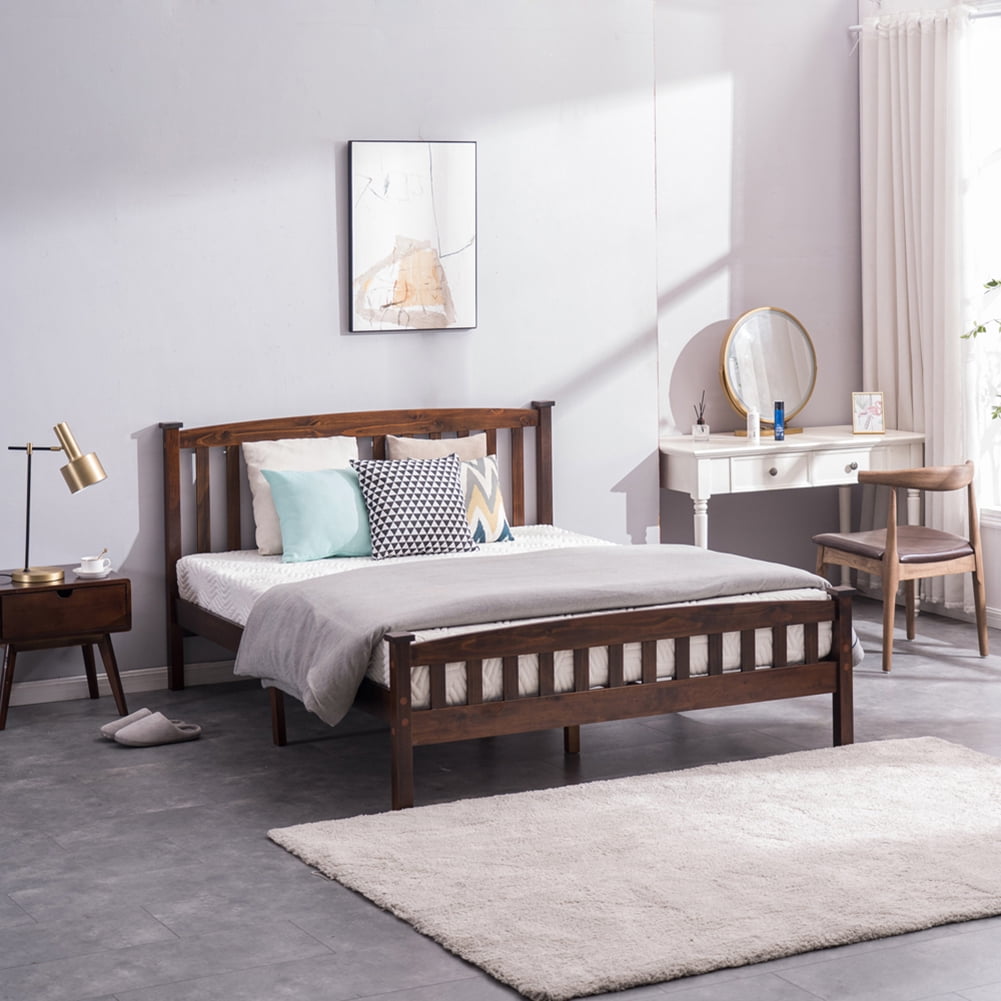 Kadyn Full Platform Bed Frame, Modern Full Size Bed Frame with Headboard, Walnut Full Size Bed for Bedroom Kadyn Full Platform Bed Frame, Modern Full Size Bed Frame with Headboard, Walnut Full Size Bed for Bedroom