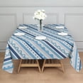 thumbnail image 3 of Blue Geometric Stripe Pattern Square Tablecloth,Waterproof Square Table Cover,Wipeable Spillproof Washable Table Cover for Home Kitchen Party Decor 52"x52"(132x132cm), 3 of 6