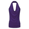 thumbnail image 4 of Hpapadks Tank Top for Women Casual Neck Draped Front Backless Tanks Sleeveless Shirt Camisole Tops for Women Purple L, 4 of 4