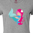 thumbnail image 4 of Inktastic Mermaid And Dolphin, Mermaid With Pink Hair Women's T-Shirt, 4 of 5