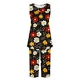 thumbnail image 6 of RQYYD Womens Tank Top Capris Outfits Workout Lounge Pajamas Set Loose Casual Sleeveless Shirts Cropped Pants with Pockets, 6 of 7