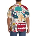 thumbnail image 3 of Lsque London Symbols print Men's Cuban Collar Short Sleeve Shirt Summer Beachwear Casual Button Down Fashionable Vacation Leisure Shirt-3X-Large, 3 of 7