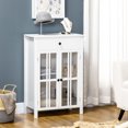 thumbnail image 2 of HOMCOM Kitchen Cabinet, Storage Cabinet, Sideboard Buffet Cabinet with Double Glass Doors for Kitchen, Dining Room, White, 2 of 10