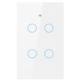 thumbnail image 1 of EeaseCA AC110-250V Interrupteur Mural Sans Fil Tactile Sensible Lumière LED Intelligente Écran Tactile Compatible pour APP 1/2/3 Gang (Blanc, Design Quatre Interrupteurs), 1 of 7