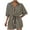 Khaki, variant on Womens Rompers for Summer Striped Button Front Tops Half Sleeve Belted Shorts Wide Leg Loose Jumpsuit