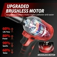 thumbnail image 3 of Baokaler Cordless Impact Wrench, Max Torque 740 Ft-lbs Impact Gun 1/2 inch, High Efficiency Brushless Motor with Fast Charger and Battery, 3 of 7