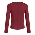 thumbnail image 5 of idosla Womens Open Front Cropped Sweaters Long Sleeves Button Down Knit Crew Neck Cardigan Sweater 2025 (Wine, M), 5 of 6