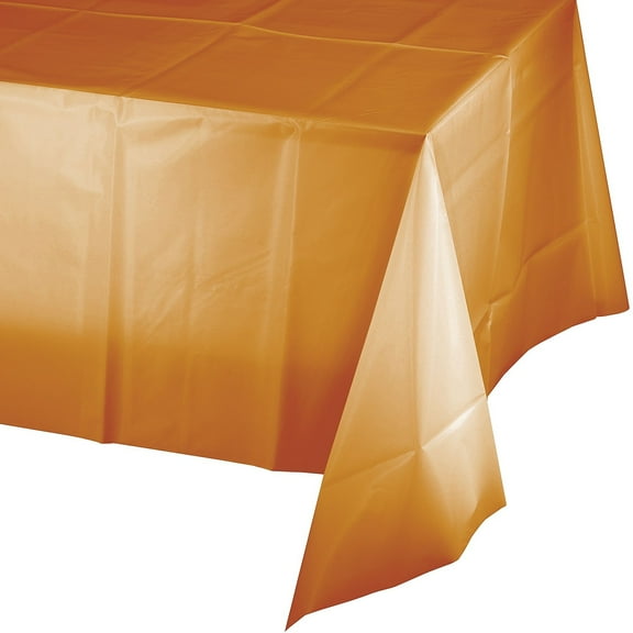 Pumpkin Spice Orange 54" x 108" Plastic Tablecloth