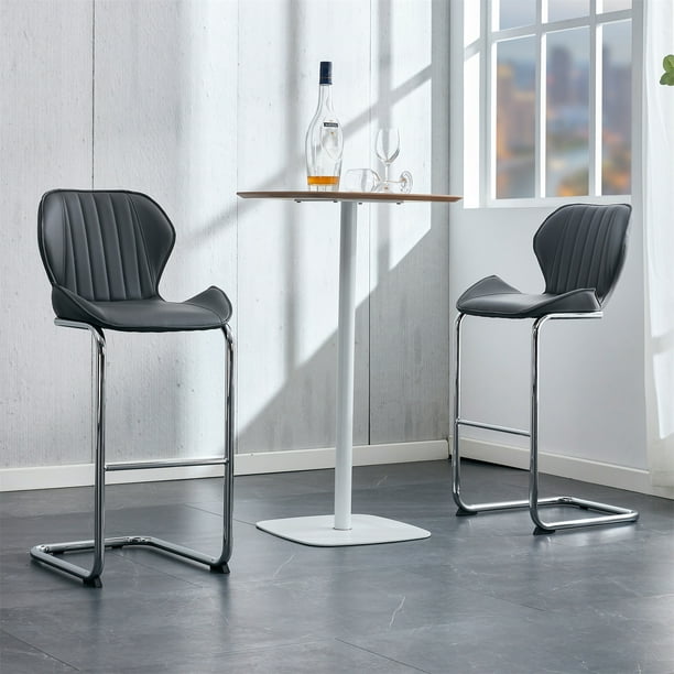 Counter Height Bar Stools Set of 4, PU Leather Upholstered Barstools