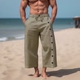 thumbnail image 2 of Ketyyh-chn99 Men's Pants Linen Beach Pants Lightweight Summer Pants with Drawstring Khaki,2XL, 2 of 4