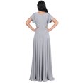 thumbnail image 5 of KOH KOH Long Bridesmaid Wedding Guest Sleeveless V-Neck Full Floor Length Flowy Sexy Wrap Formal Evening Cocktail Party Tall Maxi Dress Gown For Women Light Gray Ash Grey X-Large US 14-16 NT333, 5 of 6