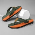 thumbnail image 3 of Beach Flip Flops for Men Rubber Sandals Leather Thong Sandals Slip on Straps Soft Cushion Footbed Summer Indoor Outdoor Shoes Green Size 10, 3 of 5