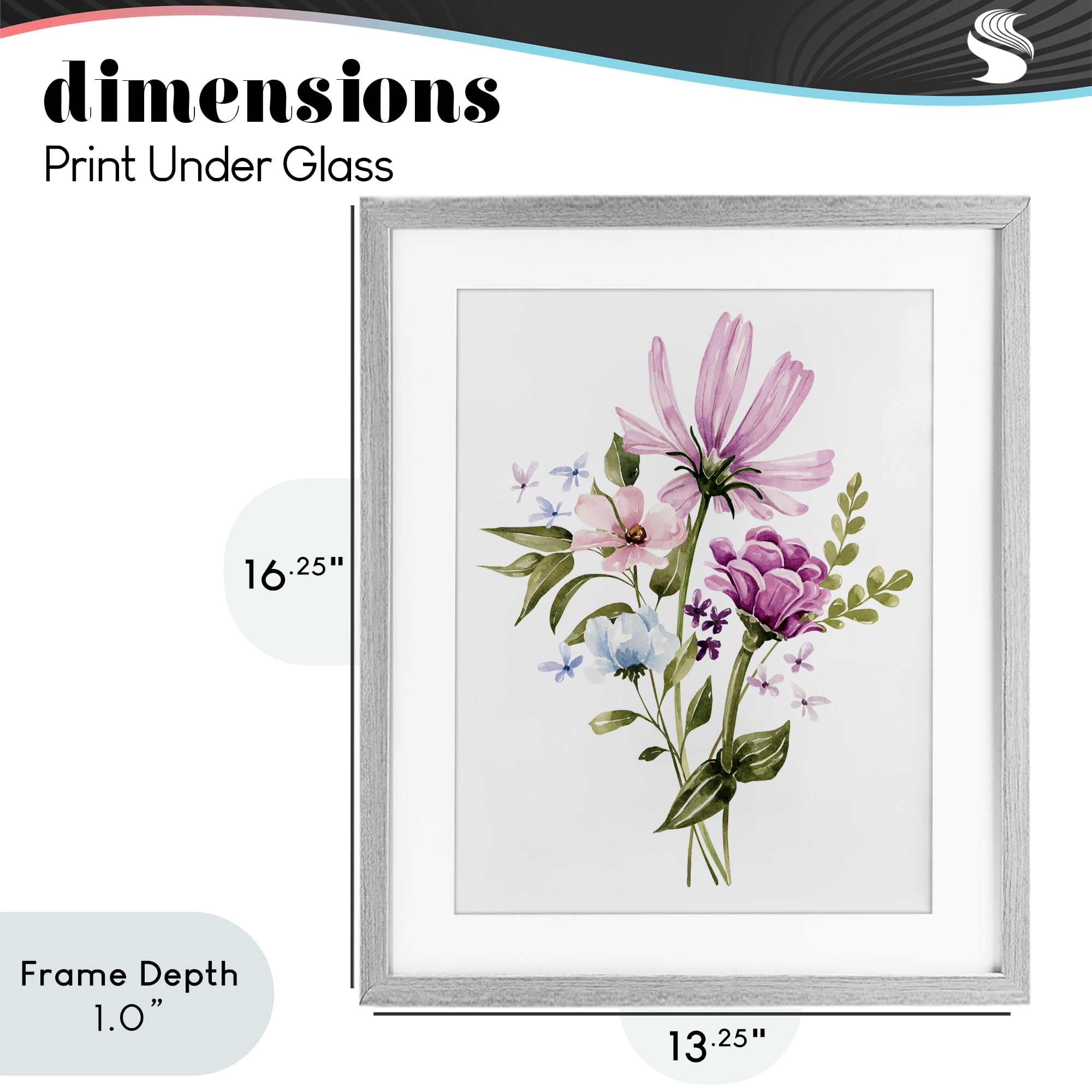Stupell Industries Wildflower Fields Floral Bundle Gray Framed Print Under Glass, design by Bethany Sandoval