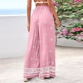 thumbnail image 5 of Women Plus Size Pants Wide Leg Palazzo 2026 Summer Boho Trousers Spring Flowy Beach Vacation Wear, #02 Pink, M, 5 of 6