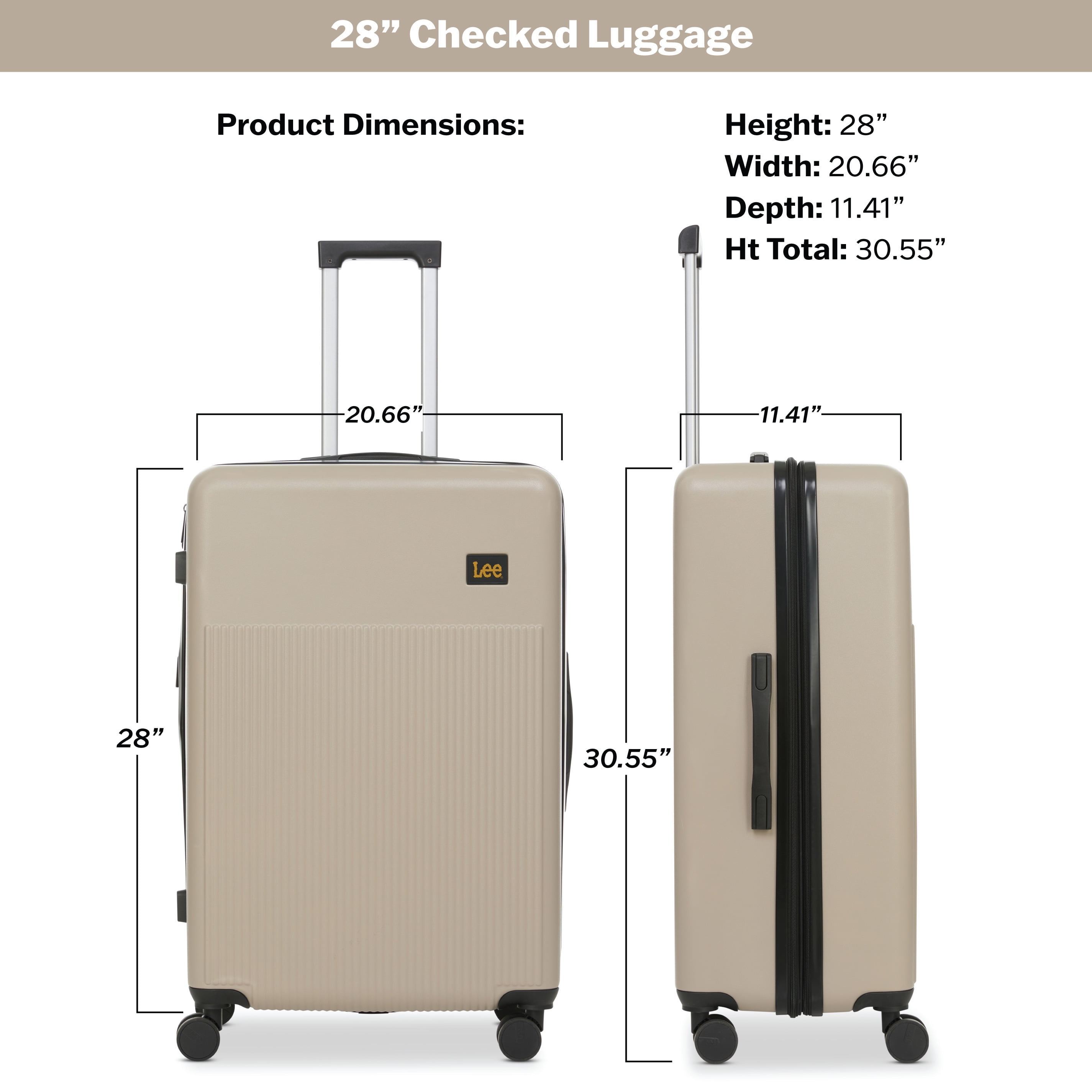 Lee 28 in Unisex Checked Bag Luggage, Beige