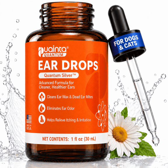 PUAINTA Dog Ear Cleaner, Natural Dog Ear Drops and Infection Treatment, Quantum Silver Solution for Itching, Irritation & Wax Build-Up,1oz