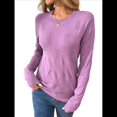 thumbnail image 2 of Suéter de Punto Suave para Mujer, Top Informal Elegante de Otoño Violeta M, 2 of 9