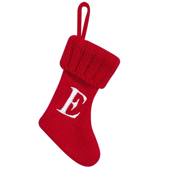 CuiLiyq Mini Stocking, Red Christmas Initial Letter Cable Knit Stockings with Cuffs Cute Alphabet Decorations, for Home Family Fireplace Hanging Gifts DIY Decor