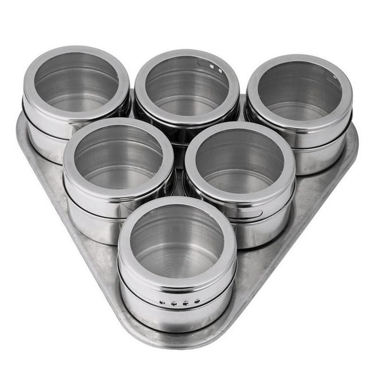 Tohuu Magnetic Seasoning Containers Magnetic Spice Tins with Clear Top Lid  6pcs Magnetic Spice Containers Organizer Storage Condiment Jar Sift And  Pour efficiently 