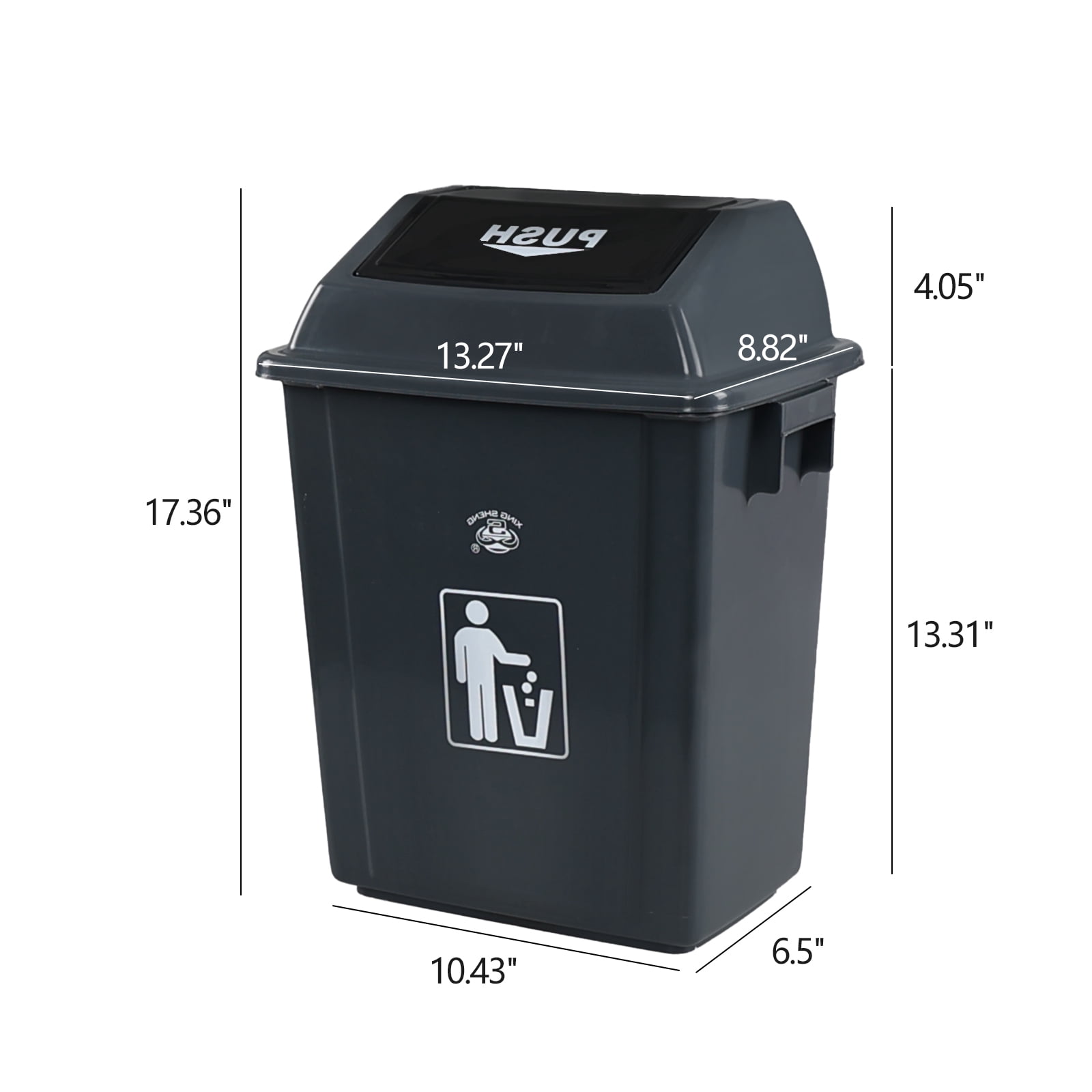 Loiycg 4-Pack 5.5 Gallon Plastic Swing Top Trash Can, Kitchen Garbage Can with Swing Lid, Gray