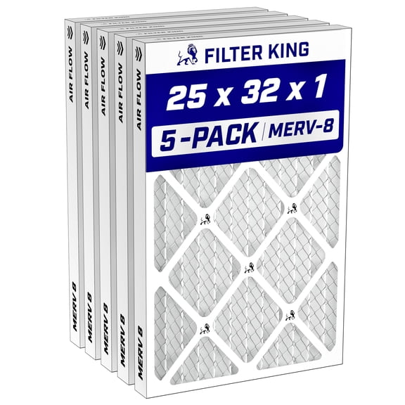 Filter King 25x32x1 Air Filter MERV 8, AC Furnace Filters (5-Pack)