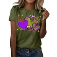 thumbnail image 1 of TSADFHJI Chandail en Molleton Col Rond Femme TP Femmes Décontracté Mardi Impression Chemises Col Rond Manches Courtes Tee Tops Tunique Blouse L Vert, 1 of 5