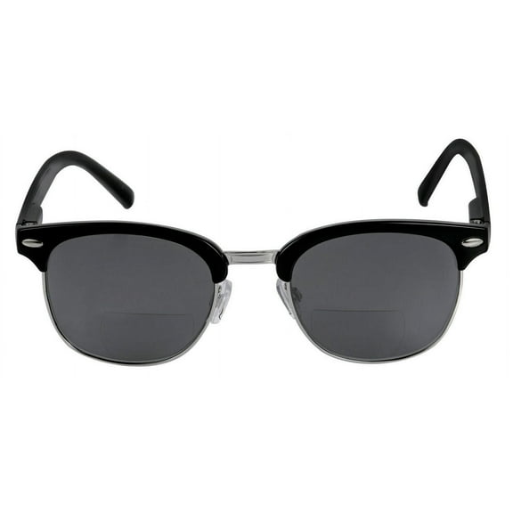 Classic "The Executive" Semi-Rimless Bifocal Reading Sunglasses for Men an Women - Black - 1.25