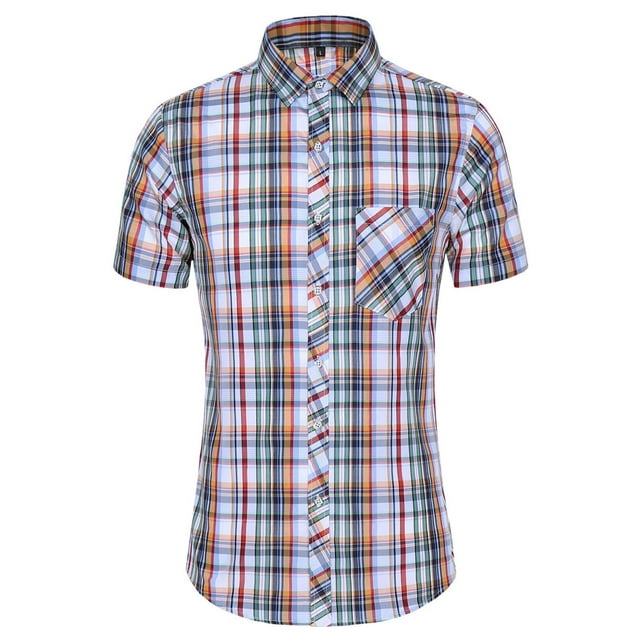 BOBOGOJP Chemise à Manches Courtes pour Hommes, Coupe Régulière, Orange 4TG