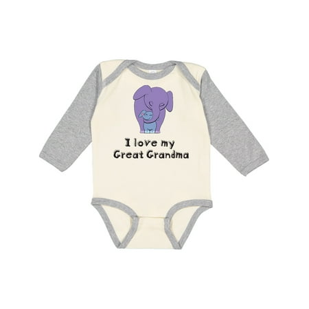 

Inktastic I Love My Great Grandma Elephant Gift Baby Boy Long Sleeve Bodysuit