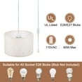 thumbnail image 3 of Unique Bargains Plug in Pendant Light, 15Ft Rope Hanging Lamp Fixture with ON/OFF Switch, Fabric Shade E26/E27 Socket, Beige, 3 of 7