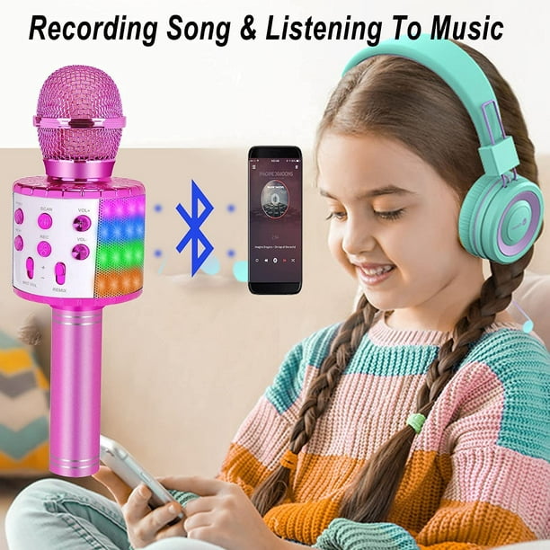 Microphone karaoké Bluetooth sans fil, haut-parleur de microphone portable pour  chanter pour les enfants adultes