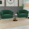 thumbnail image 5 of Andeworld Upholstered Accent Chair with Gold Metal Legs (Green), 5 of 7