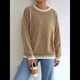 thumbnail image 5 of Suéteres de Gran Tamaño para Mujer, Cuello Redondo, Bloque de Color, Suéter de Invierno, Mangas Farol, Abertura Lateral, Suéter de Punto, Tops Caqui XL, 5 of 10
