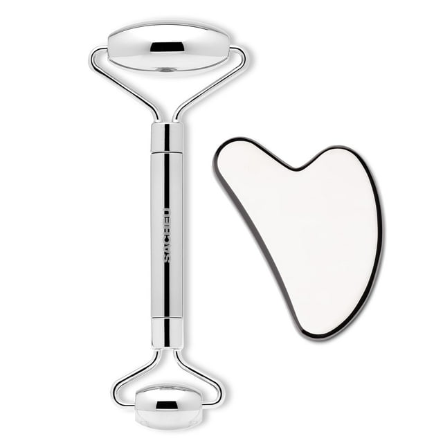 Herramientas faciales Sacheu Gua Sha de acero inoxidable con rodillo facial