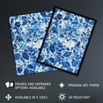 thumbnail image 2 of Artery8 Cat Lover Floral Blue China Pattern Watercolour Living Room Unframed Wall Art Print Poster Home Decor Premium, 2 of 3